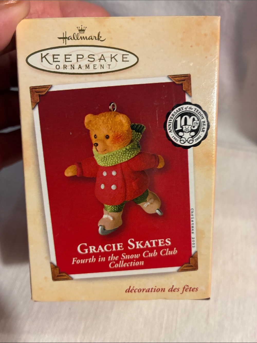 Hallmark Gracie Skates Teddy Ornament Green Scarf 4th in Snow Cub Club series
